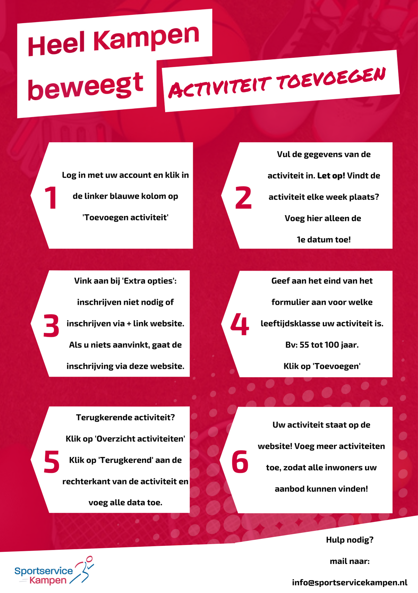 Stappenplan activiteit toevoegen op heelkampenbeweegt.nl