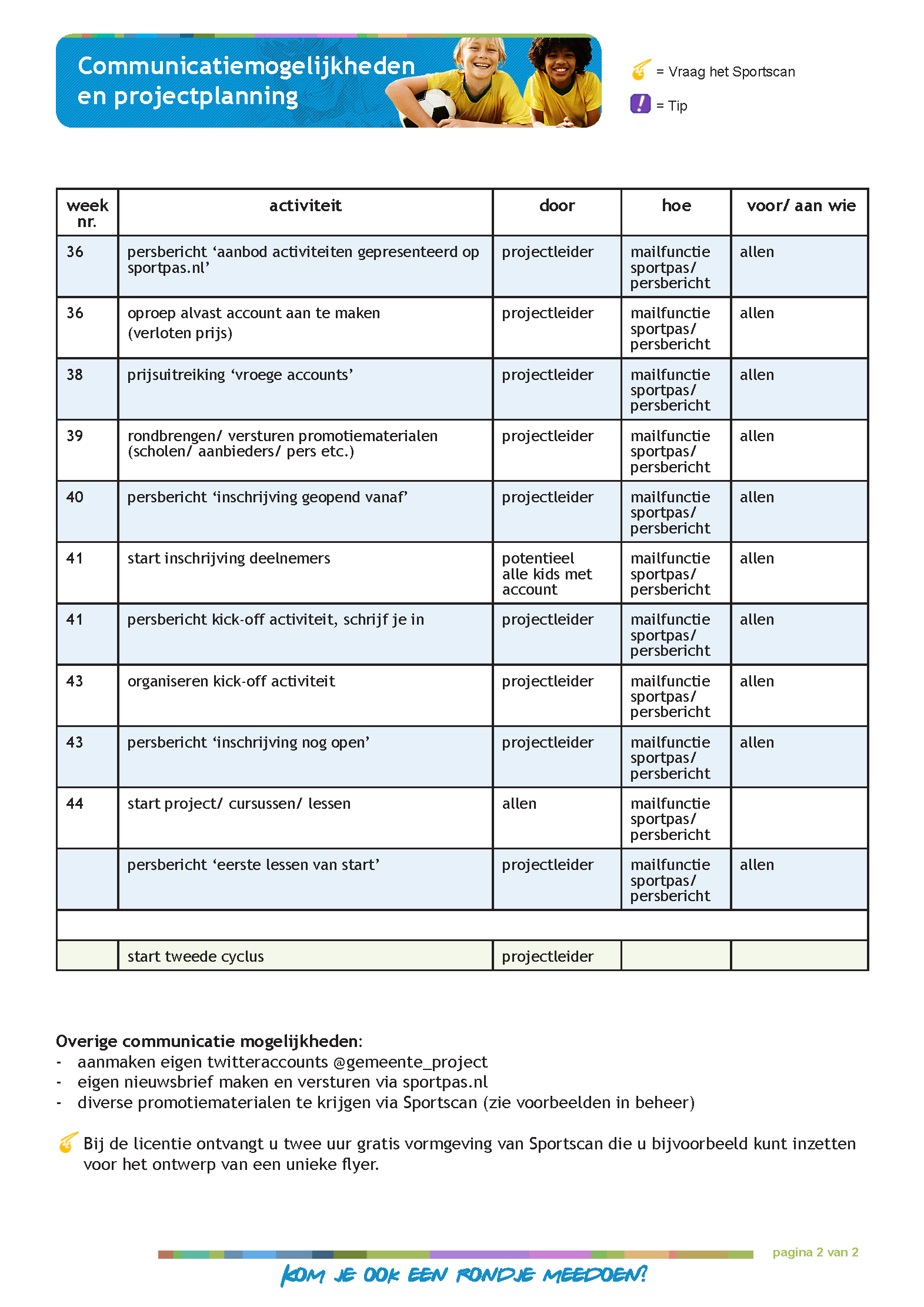 Projectplanning Kies je Sport | Kies je Cultuur